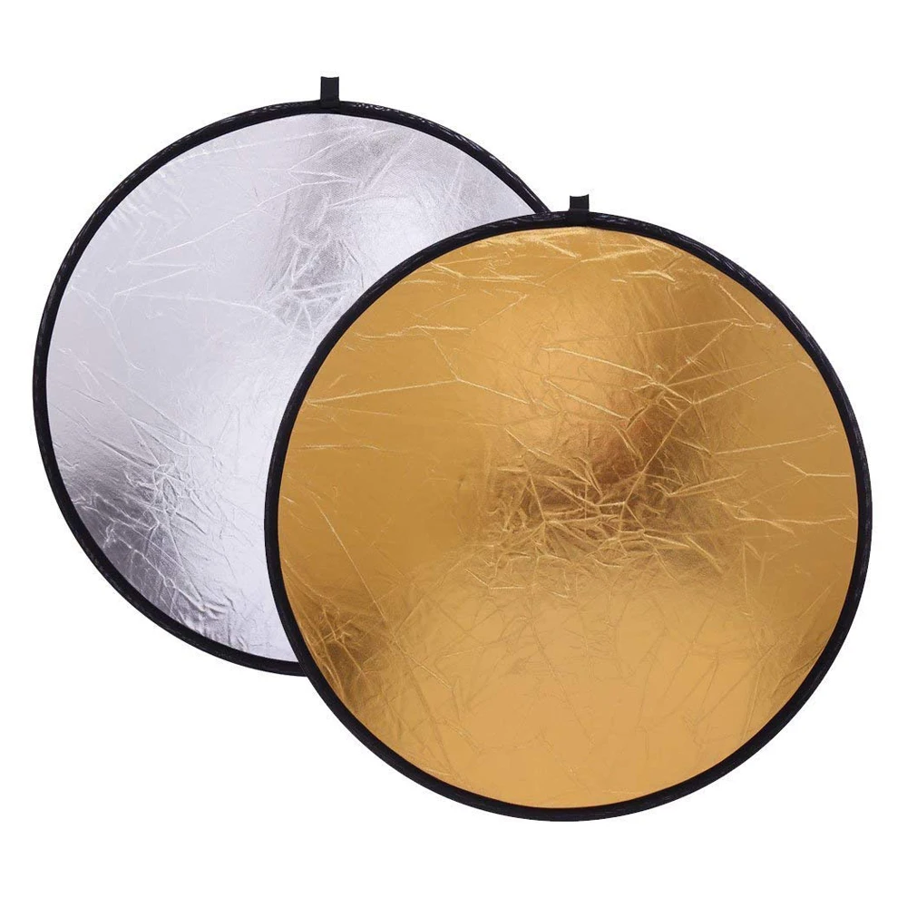 

2 in 1 80cm Light Reflector Portable Collapsible Round Photography Reflector Gold & Silver for Portrait Photography Accessories