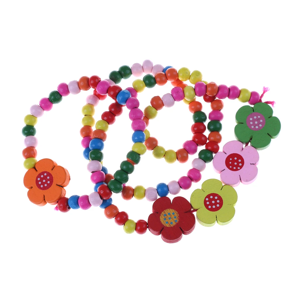 Children/Kid Jewelry Set Handmade Wood Flower Necklaces Bracelet