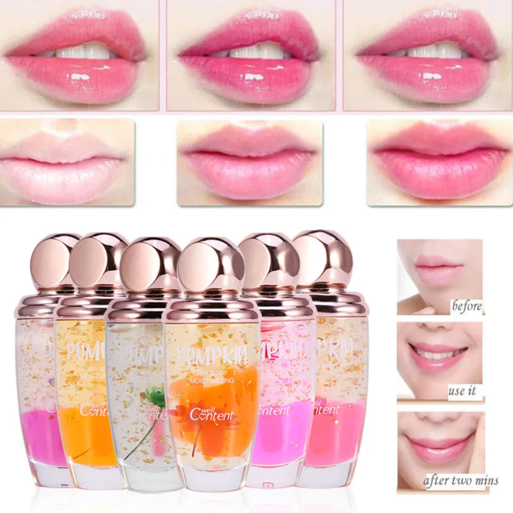 6 Colors Rose Lips Oil Lip Balm Lip Gloss Makeup Magic Temperature Changing Color Flower Glaze