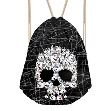 Noisy Designs Punk Skull Women Men Drawstrings Bag Backpacks Softback Storage Beach Bags Daypacks Street Fresh Bags Sac A Dos