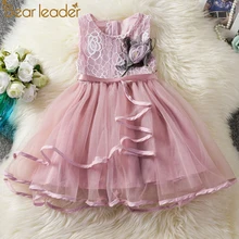 Bear Leader/платье для девочек; новое летнее платье; кружевное платье принцессы с рюшами; Одежда для девочек; детское бальное платье; Платья с цветочным узором