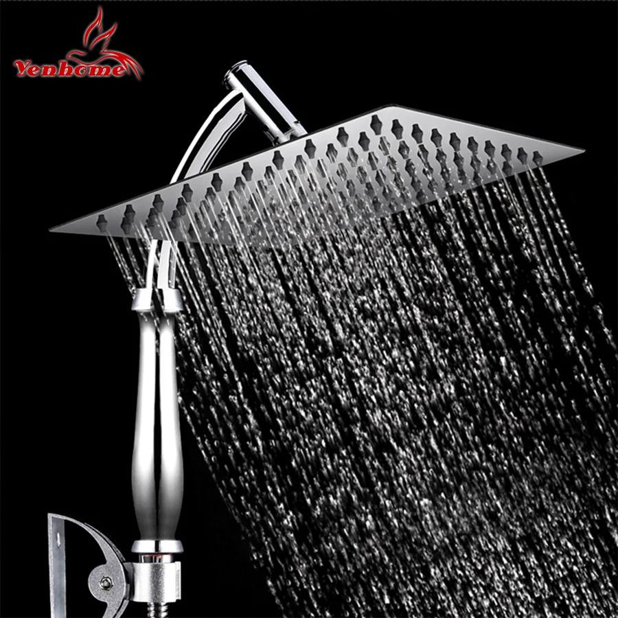 Modern Bathroom 8" Stainless Steel Square Handheld Rainfall Shower Head