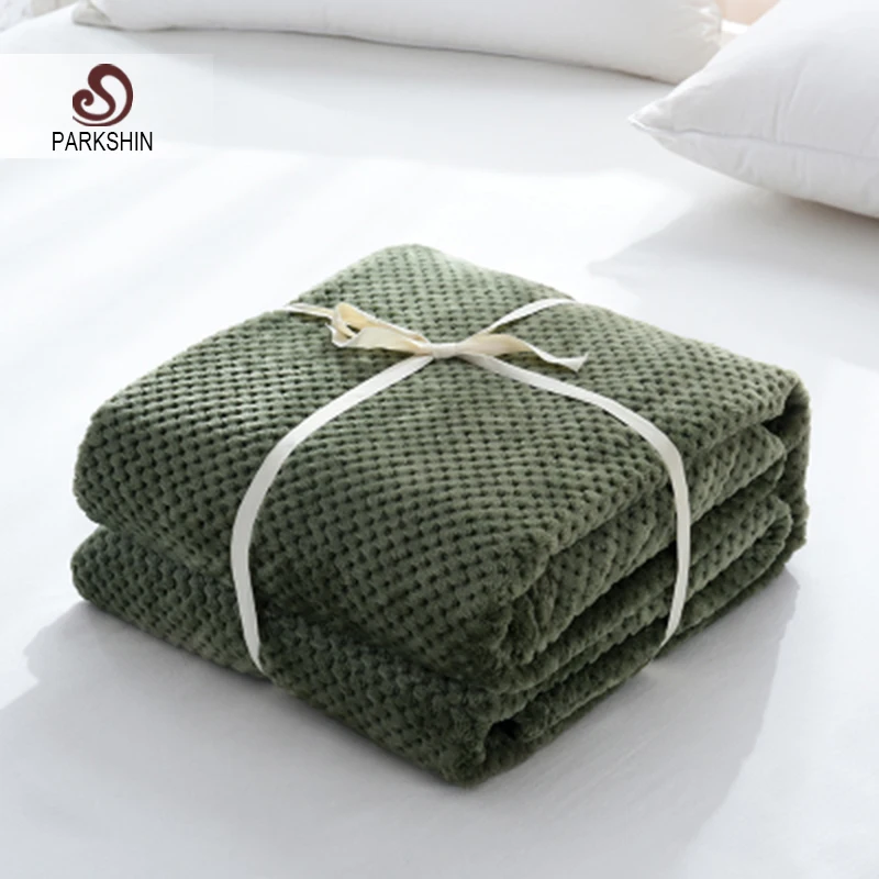 

Parkshin Modern Green Flannel Pineapple Blanket Aircraft Sofa Office Adult Use Blanket Car Travel Cover Throw Blanket For Couch
