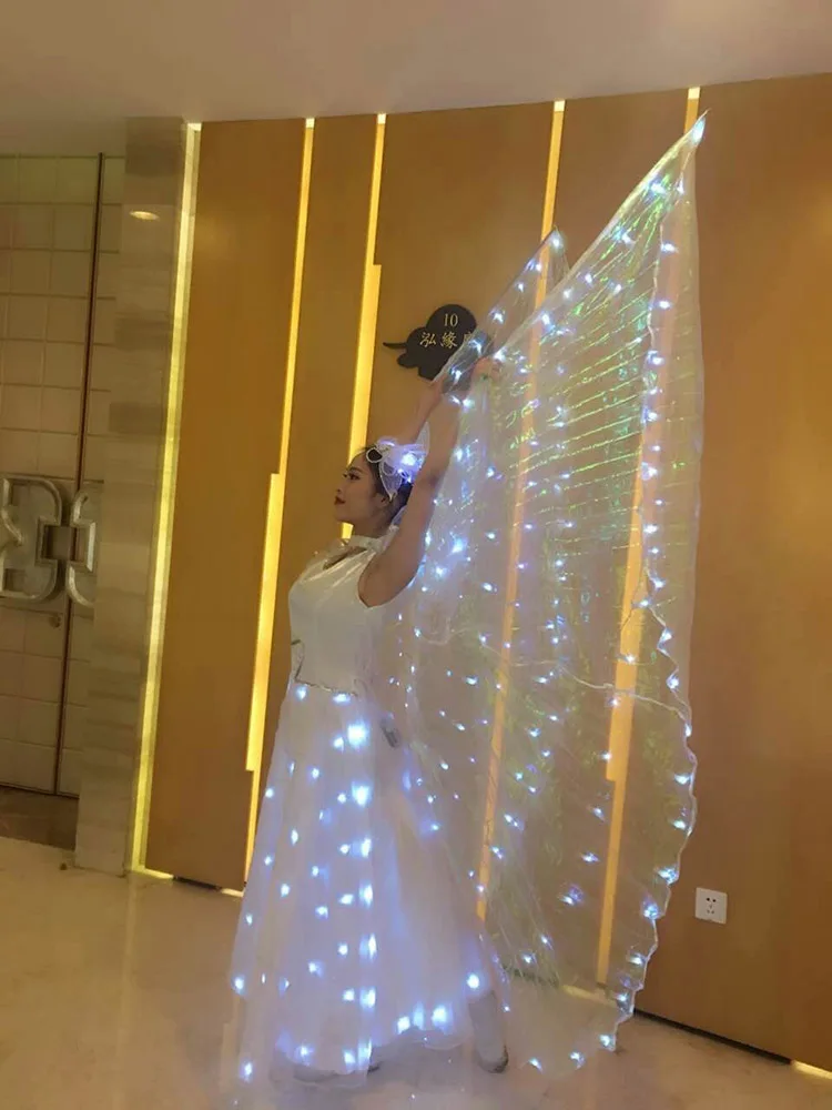 Светодиодный светильник для свадебного платья, светящаяся одежда, светящаяся Свадебная юбка, светодиодный светильник с крыльями для женщин, для бальных танцев, для сцены, светящийся реквизит, подарки
