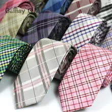 Классический английский стиль жаккардовые Тканые полиэфирные клетчатые мужские галстуки 6 см ширина обтягивающие галстуки для мужчин