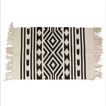 

Retro Carpet For Sofa Living Room Bedroom Rug Cotton Tassels Yarn Dyed 60x130cm Table Bedspread Tapestry Home Decoration
