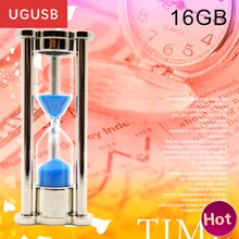 Hot promotion !! Nice gift hourglass crystal Metal Usb flash drive sandglass Pen drive Usb memory stick disk Custom logo 16GB