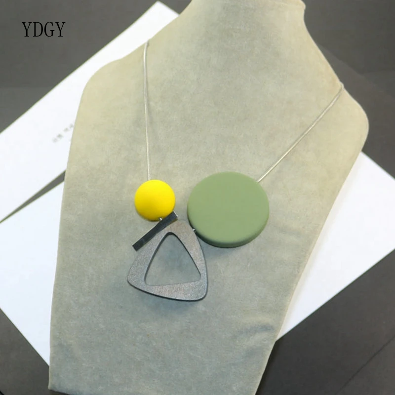 YDGY индивидуальный модный деревянный геометрический Топ-класс короткий аксессуар ожерелье Женская v-образная ключица цепочка свитер