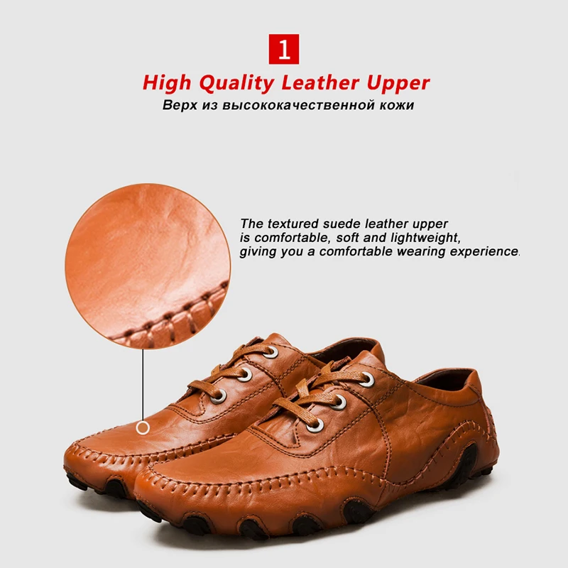 Men's Casual Shoes Hot Sale Lace-Up Male Adult Genuine Leather Autumn Winter Walking Driver Quality Footwear Zapatos Sapato