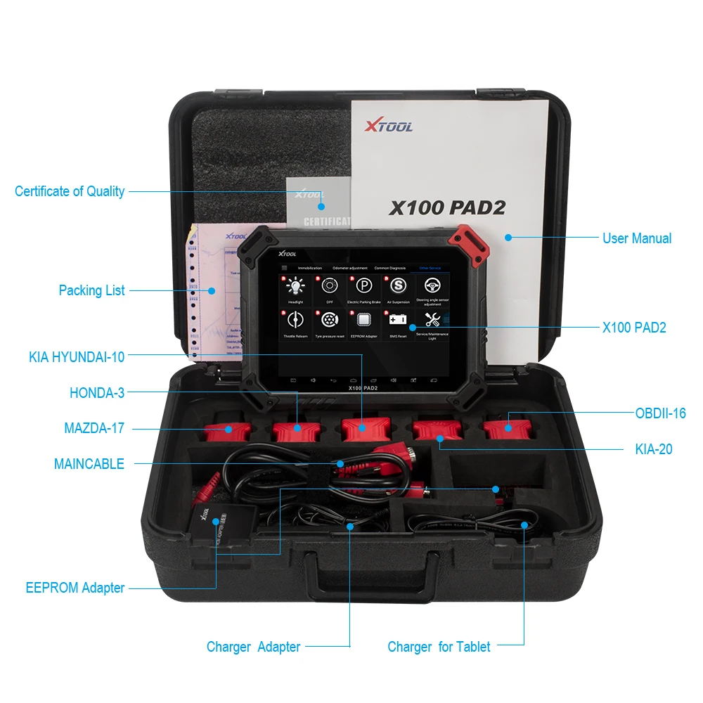 XTOOL X100 PAD2 авто ключ программист одометр коррекция инструмента OB2 автомобильный диагностический инструмент со специальными функциями