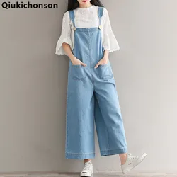 Qiukichonson Wide Leg Jumpsuit With Pockets Spring Summer Womens Rompers Plus Size Jumpsuits Mori Girl Denim Overalls 4XL 5XL Qiukichonson Wide Leg Jumpsuit With Pockets Spring Summer Womens Rompers Plus Size Jumpsuits Mori Girl Denim Overalls 4XL 5XL