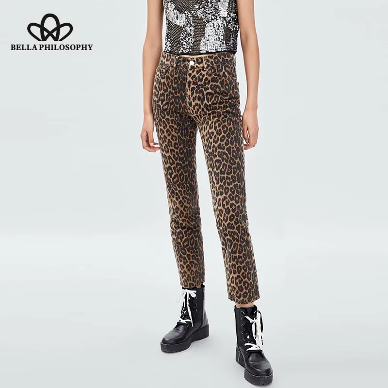 

Heydress 2019 autumn Chic Leopard Pattern Jeans Women Denim Pants High Waist Animal Print Ankle Trousers Casual Pantalon Mujer