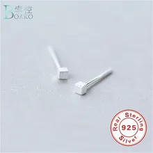 BOAKO 925 пробы серебряные крошечные кубические серьги-гвоздики женские изящные квадратные маленькие серьги-гвоздики милые мини минималистичные серьги
