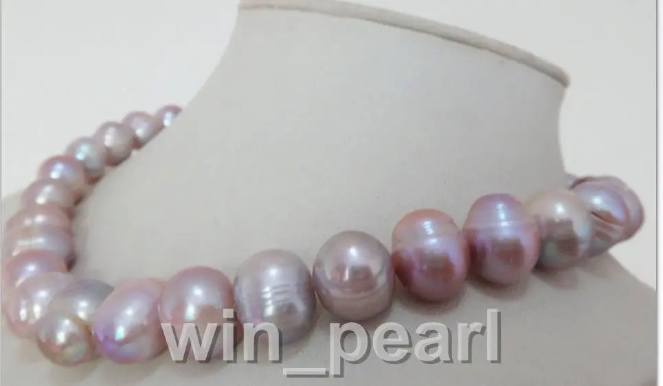 

elegant baroque 12-13mm south sea lavender pearl necklace 18" Women Jewelry Gift