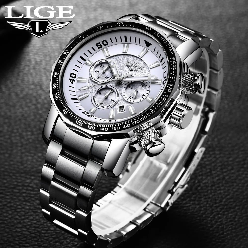 

Military Watch LIGE Men Watches Fashion Sport Quartz Big Dial Clock All Steel Top Brand Luxury Waterproof Male Relogio Masculino