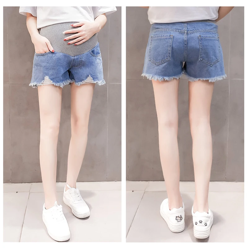 

2019 New Summer Maternity Denim Short Pregnancy Pants Pregnant Jeans Belly Trousers M-XXL