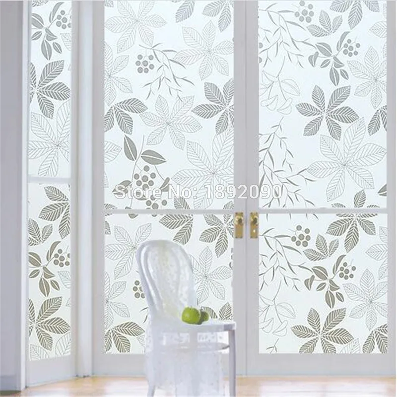 

45&60*200cm Opaque Frosted Leaves and flowers Window Films Vinyl Self adhesive Privacy Glass Sticker for bedroom living room