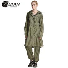

QIAN Women/Men Suit Raincoat Fashionable Waterproof Women's Windbreaker Hooded Sleeved Hiking Tour Fishing Trench Rain Coat