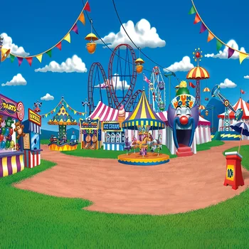

Custom Vinyl Carousel Playground Photo Photography Background Birthday Photography Backdrops for Photo Studio Free Shipping