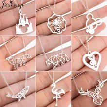 Jisensp милый медведь КИТ Подвески лисицы женское ожерелье ювелирные изделия из нержавеющей стали мышь животное Микки ожерелье s колье naszyjnik