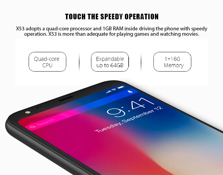 DOOGEE X53 1GB RAM 16GB ROM MTK6580M 1.3GHz Quad Core 5.3 Inch 2.5D Screen Dual Camera Android 7.0 3G Smartphone