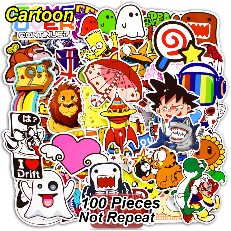 

100 Pcs Mixed Cute Cartoon Stickers for Laptop Snowboard Home Decor Car Styling Decal Fridge Doodle Fashion Waterproof Sticker