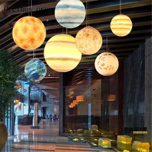 Постмодерн Минималистичная креативная земная люстра в виде Луны для гостиной, столовой, космическая планета, люстра из смолы