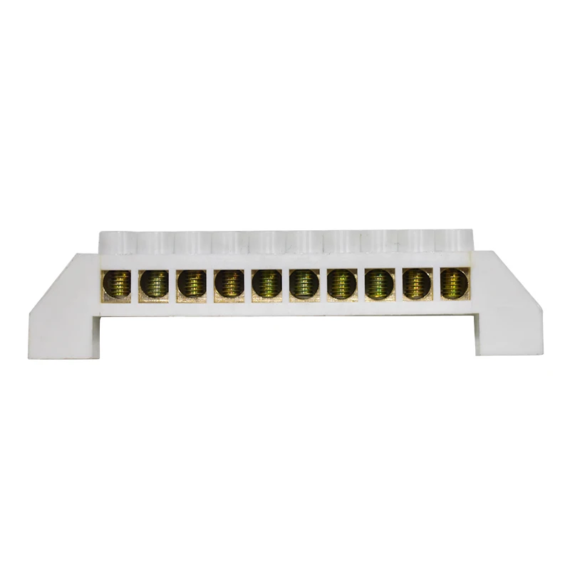 

2PCS White Bridge Design Zero Line 10 Position Copper Grounding Strip Terminal Block Connector