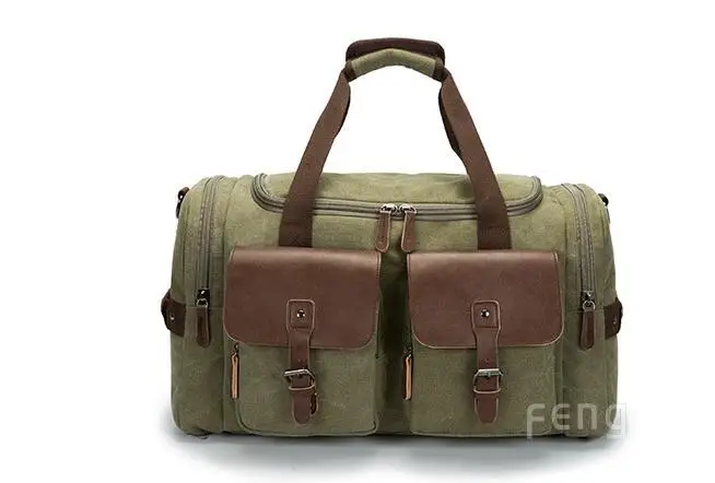 

Canvas Leather Men Travel Bags Carry on Luggage Bags Men Duffel Bags Travel Tote Large Weekend Bag Overnight