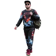 Лидер продаж комплект из 2 предметов для мужчин и женщин Повседневное Костюмы 3D принт животных анимация модные толстовки с капюшоном