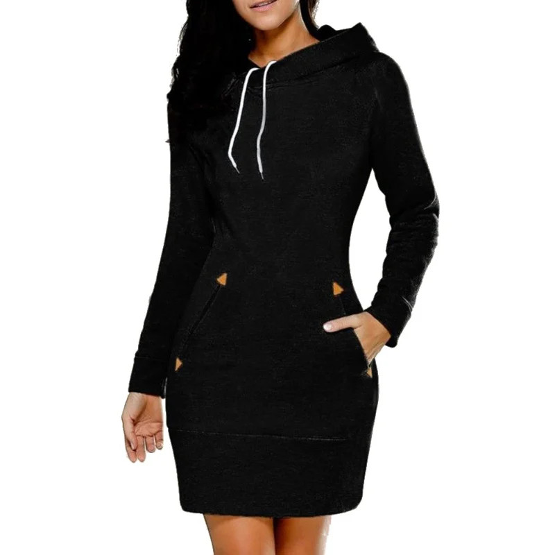 

2017 Women Dress Autumn Winter Long Sleeve Hooded Hoodies Sweatshirt Dress Casual Slim Mini Dresses Plus Size Vestidos Y3