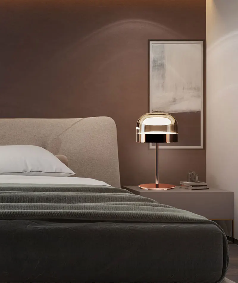 Modern Nordic Minimalist Metal Glass Table Lamp Italy Design Rose Gold Table Light Bedside Lamp For Living Room Study Bedroom (6)