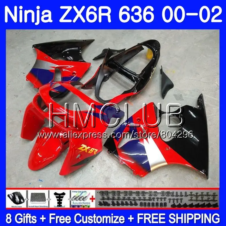 

Bodys Red black For KAWASAKI NINJA ZX 600 CC 6 R ZX636 ZX6R 00 01 02 19HM.23 ZX 636 ZX-6R ZX-636 ZX 6R 2000 2001 2002 Fairing