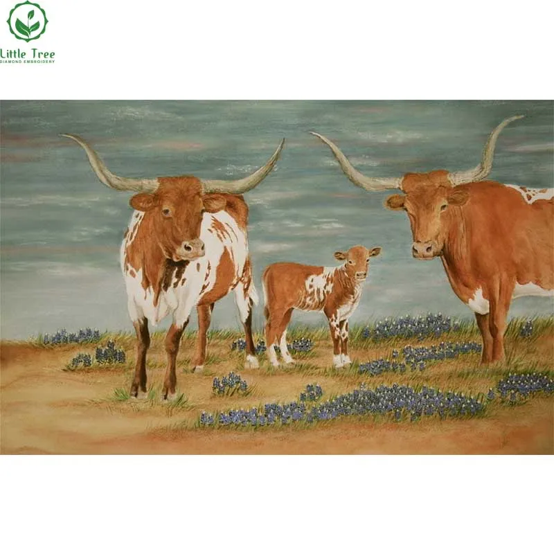 

Free Shipping NEW DIY 3D Diamond Painting Sewing Rhinestones Hand Embroidery Cross Stitch Square Full Diamond Home Decor Cow