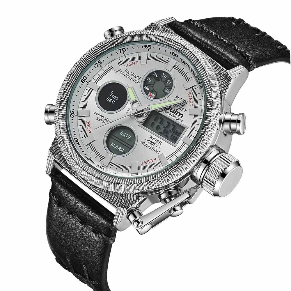 

New Fashion Watch Oulm Men Watches Dual Display Military Sport Watches Mens Quartz Watch Relogio Masculino reloj hombre 2018
