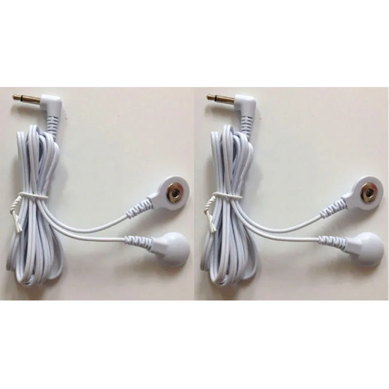 Lot 2pcs DC 3.5mm Plug 2 Way Massage Connection Electrode Wire Lead