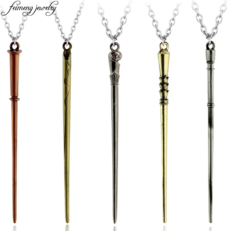 

Fantastic Beasts and Where to Find Them Neckalce Novelty Vintage Metal Magic Wand Pendant For Women Men Fashion Accessories