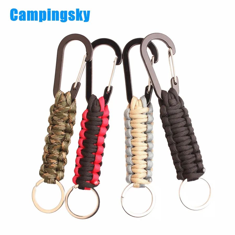 CAMPINGSKY 550 Paracord سوار Paracord المفاتيح في الهواء الطلق التخييم بقاء المعدات المظلة الحبل حبل مفتاح سلسلة