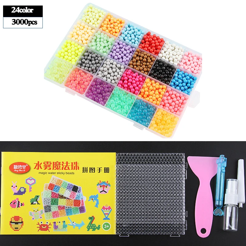 5200pcs 24 colors Refill beads puzzle Crystal beads DIY water spray set ball games 3D handmade magic toys for children