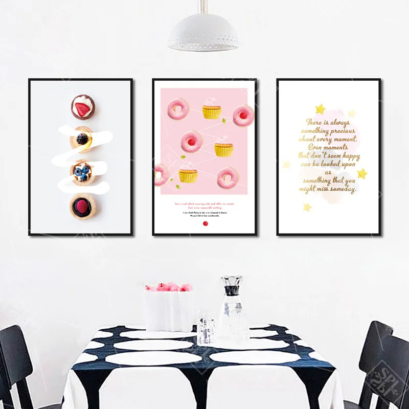 

Modern Kitchen Decor Posters Hd Print Canvas Painting Pink Fruit Ice Cream Foods Wall Art Picture Nursery Kids Room Home Decor