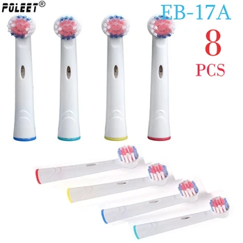 

Poleet 8Pcs/Lot Hi-Quality Electric Toothbrush Replacement Heads EB-17A EB17A For Oral By Hygiene Toothbrush Heads Soft Bristle