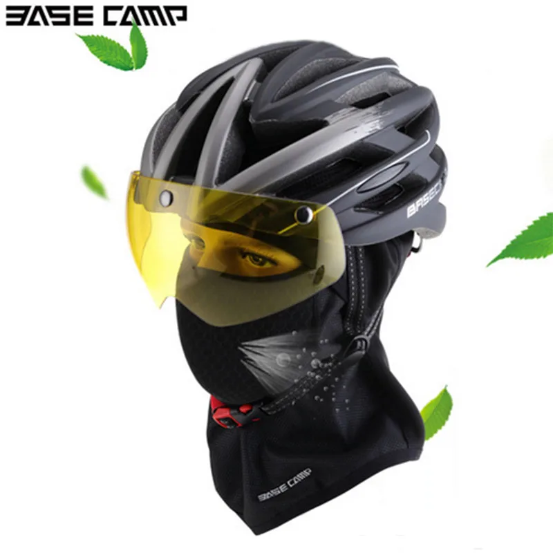 

Winter Cycle Ski Helmet Electric Motorcycle Safety Helmet Yellow lens With Bicycle Warmer Mask Cap Activated carbon filter Cap