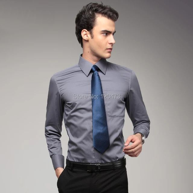 men's dark grey denim shirtin Casual Shirts from Men's Clothing on