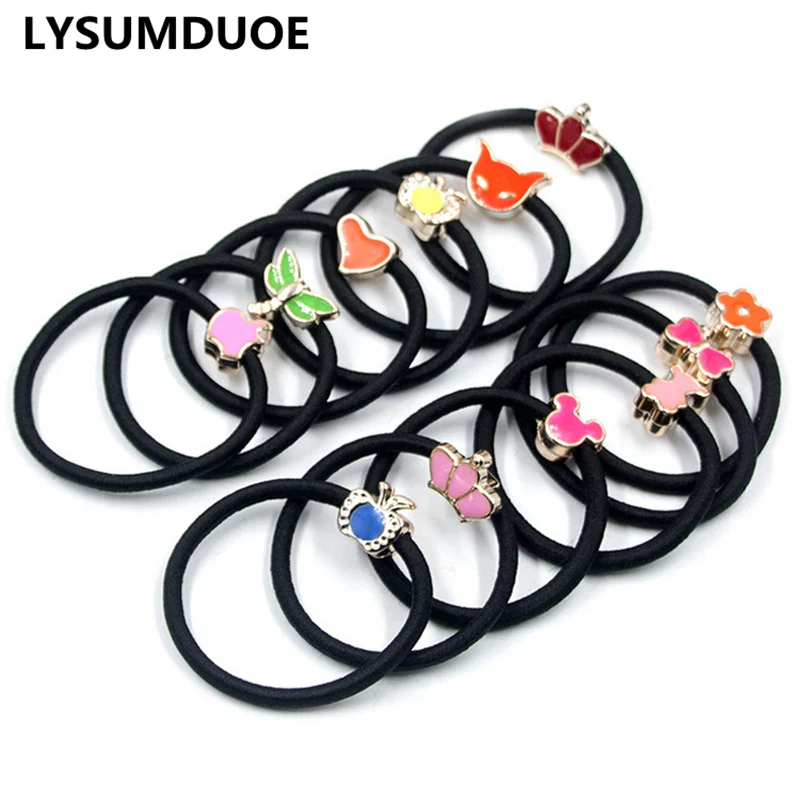 

50Pcs/Lot Girls Hair Accessories Elastic Hair Bands Black Scrunchy Pigtail Holder Hairband Kawaii Headdress Hair Bands for Women