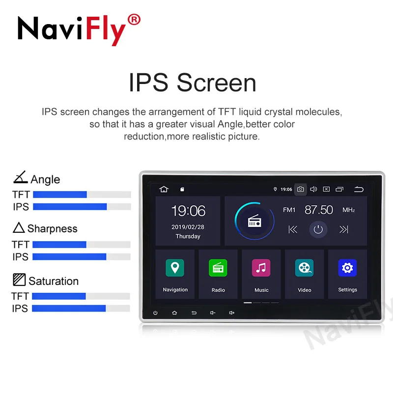 Best NaviFly 10.1INCH Android 9.0 DSP IPS Screen Car multimedia for Universal 2Din Car Audio wifi Bluetooth Steering wheel controls 4