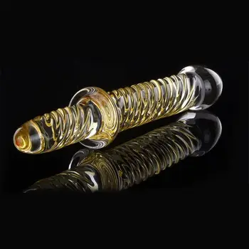 Double Ended Headed Pyrex Glass Dildo Crystal Fake Penis Anal Butt Plug Female Male Adult Masturbation Sex Toy for Women Men Gay 4