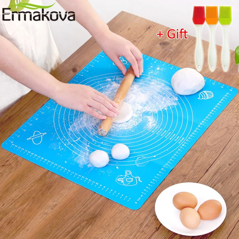 

ERMAKOVA Non-Stick Silicone Baking Mat Dough Rolling Mat Heat Resistant Pad Pastry Board Silicone Pastry Mat with Measurement