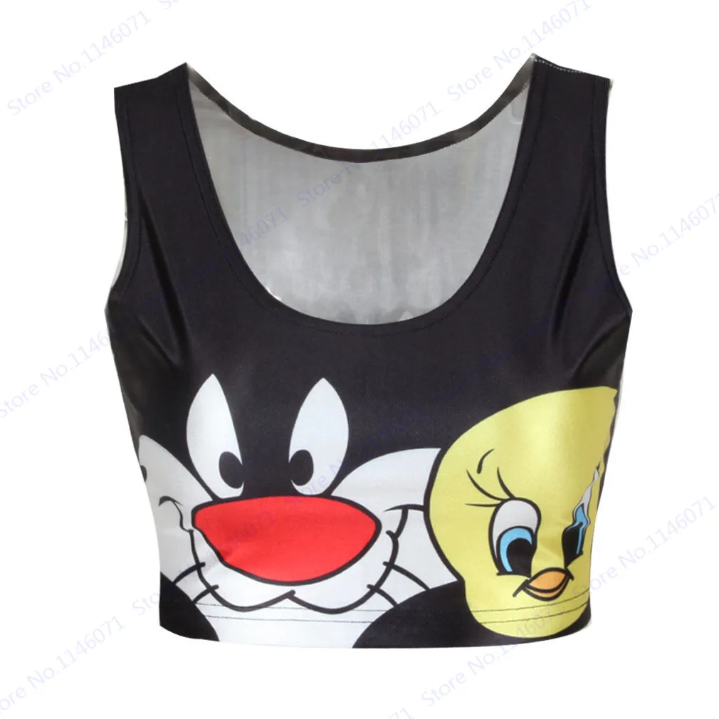 Tweety Oiseau Et Sylvester Haut Court Sans Manches Court