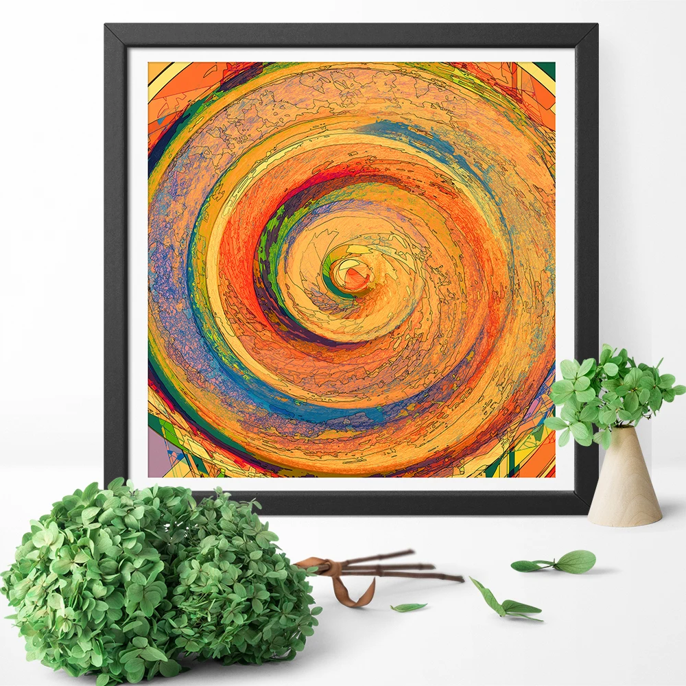 

Wall Art Poster Print Decorative Patternspiral Abstract Circle Canvas Painting For Living Room Decoration No Frame