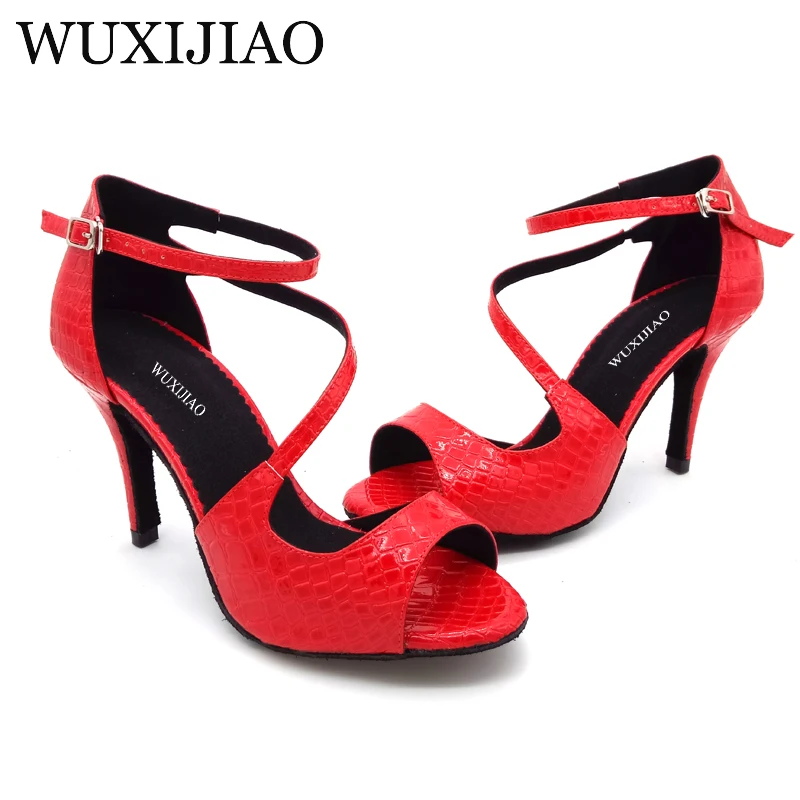 $26.99 Wuxijiao Red Black Crocodile Texture Pu Women's Latin Dance Shoes High Heel Shoes Sandals
